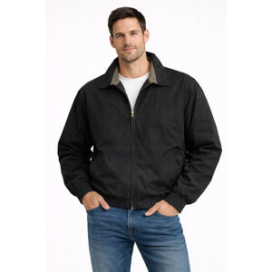 Haggar Clothing Co Men's Inner Pocket Lined Golf Windbreaker Jacket Black 2X